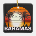 Ornamento De Cerâmica Bahamas Vintage Palm Trees Summer Beach<br><div class="desc">Incrível design de Bahamas Vintage para amantes de praia no verão.</div>