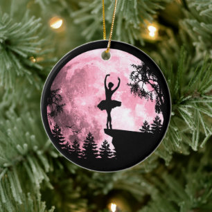 Ornamento De Cerâmica Bailarina Dançando Pink Bailarina de Lua Cheia Mul