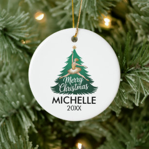Ornamento De Cerâmica Bailarina dançarina de Natal personalizada