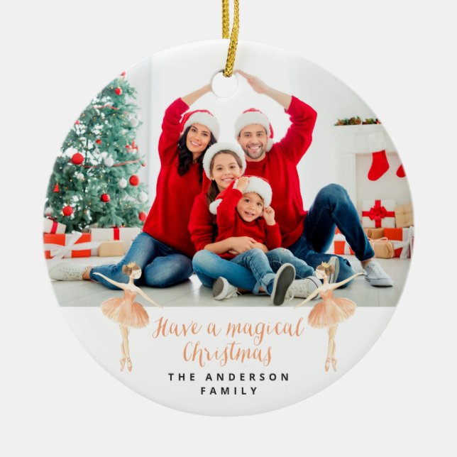 Ornamento De Cerâmica bailarina de aquarela, botânica e fofa, Natal (Frente)