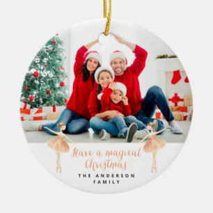 Ornamento De Cerâmica bailarina de aquarela, botânica e fofo Natal