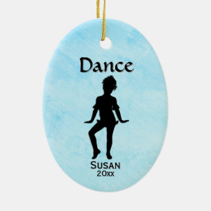 Ornamento De Cerâmica Bailarina Mais Fofa Azul-Verde Nome / Data