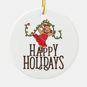 Ornamento De Cerâmica Bailarina Rena de Natal em Ballet