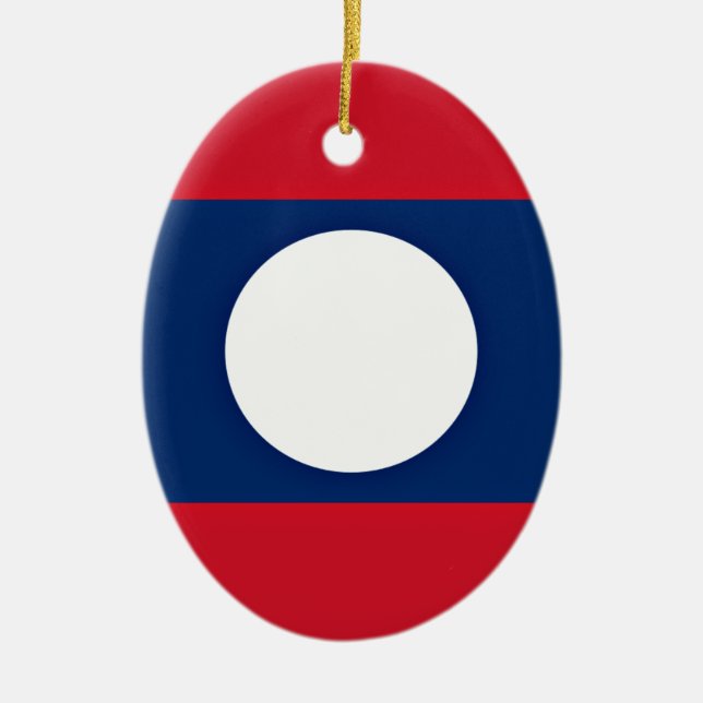 Ornamento De Cerâmica Baixo custo! Bandeira de Laos (Frente)