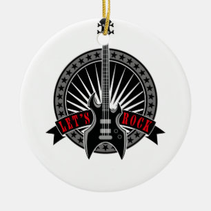 Ornamento De Cerâmica baixo guitar let's rock