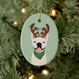 Ornamento De Cerâmica Balcão-Grande Francês Reindee Natal Luz Cerâmica O