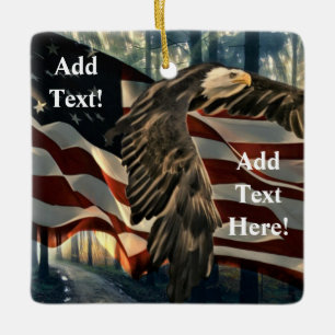 Ornamento De Cerâmica Bald Eagle American Flag Country Road Cerâmica Orn