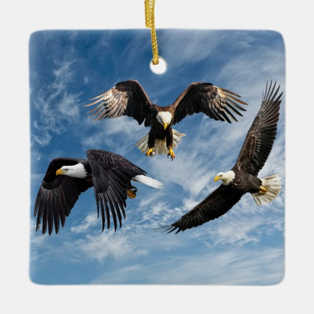 Ornamento De Cerâmica Bald Eagle Soaring (Frente)