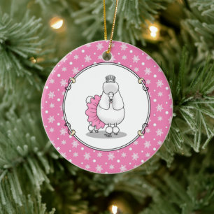Ornamento De Cerâmica Balé Ballerina Princess Poodle Dog (branco)