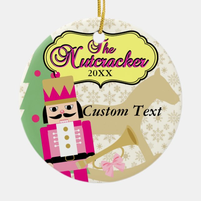 Ornamento De Cerâmica Balé cor-de-rosa do Nutcracker (Frente)