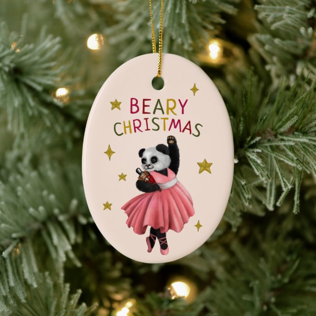 Ornamento De Cerâmica Balé Rosa Bonito Dançando Panda Beary Natal (Árvore)