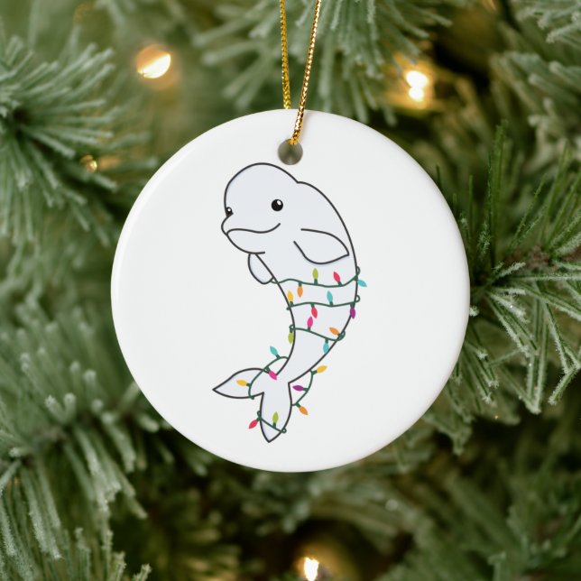 Ornamento De Cerâmica Baleia Beluga Feliz Natal Animais de inverno Balei (Árvore)
