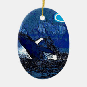 Ornamento De Cerâmica Baleia de Humpback do vôo com presentes do coraç