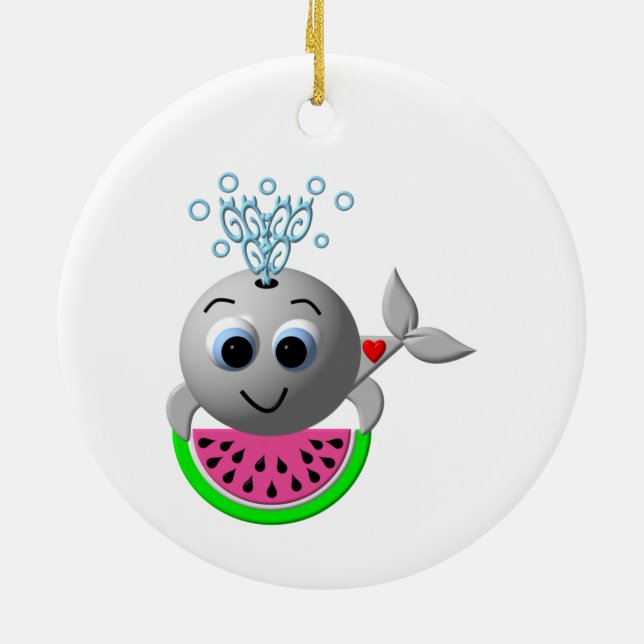 Ornamento De Cerâmica Baleia e Melancia-Cúbica (Traseira)