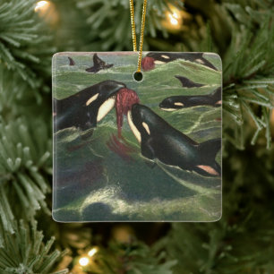 Ornamento De Cerâmica Baleias Assassinas e Orcas, Mamíferos Marinhos Vin