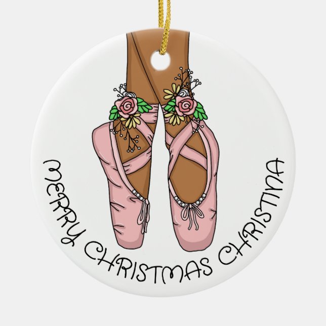 Ornamento De Cerâmica Balés De Natal Com Cerâmica Personalizada (Frente)