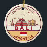 Ornamento De Cerâmica Bali Indonesia Skyline Emblem<br><div class="desc">Design de arte colorida e minimalista de Bali,  com monumentos e marcos da cidade na Indonésia.</div>
