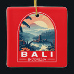 Ornamento De Cerâmica Bali Indonesia Viagem Art Vintage<br><div class="desc">Bali retro vetor viagem design. Bali é uma ilha no Sudeste Asiático que é conhecida por suas praias,  templos e cultura. É também o lar da vida marinha,  parques de safari,  e arte.</div>