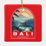 Ornamento De Cerâmica Bali Indonesia Viagem Art Vintage<br><div class="desc">Bali retro vetor viagem design. Bali é uma ilha no Sudeste Asiático que é conhecida por suas praias,  templos e cultura. É também o lar da vida marinha,  parques de safari,  e arte.</div>
