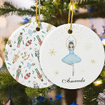 Ornamento De Cerâmica Ballerina Christmas<br><div class="desc">Watercolor Nutcracker Christmas Ballerina Ornament. Itens correspondentes disponíveis.</div>