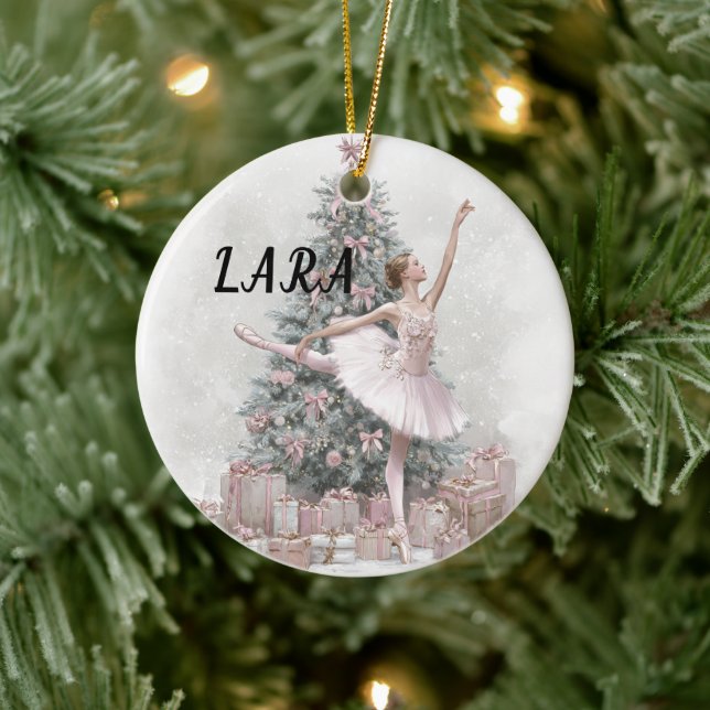 Ornamento De Cerâmica Ballerina Christmas Ornament – Add Your Name (Árvore)