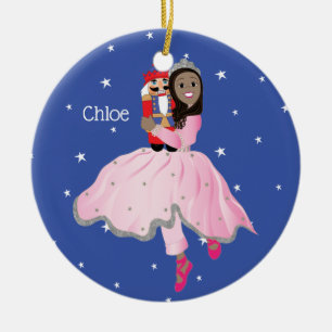 Ornamento De Cerâmica Ballerina Clara, de Cabelo Negro Natal