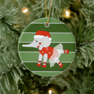 Ornamento De Cerâmica Ballerina Elefante Floco de Neve Especial de Natal