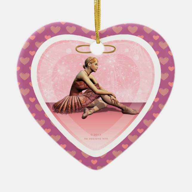 Ornamento De Cerâmica Ballerina Girl Feliz Ornament de Natal (Frente)