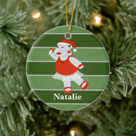 Ornamento De Cerâmica Ballerina Hippo Especial de Natal
