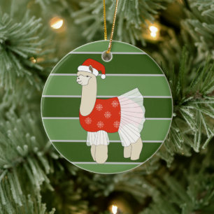 Ornamento De Cerâmica Ballerina Llama Snowflakes Especial de Natal