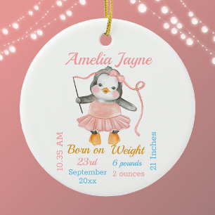 Ornamento De Cerâmica Ballerina Pink Penguin Ballerina - Estados de Meni