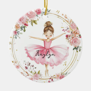 Ornamento De Cerâmica Ballerina rosa