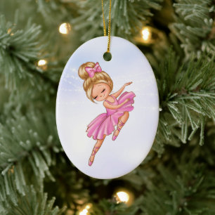 Ornamento De Cerâmica Ballerina rosa, Bonito Natal
