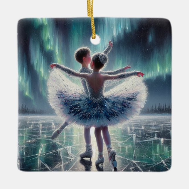 Ornamento De Cerâmica Ballet de Gelo Aurora (Frente)