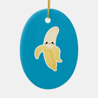 Ornamento De Cerâmica Banana de Kawaii no azul