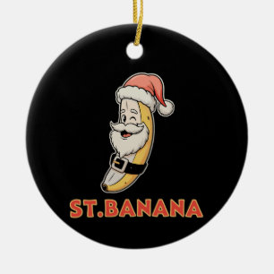 Ornamento De Cerâmica Banana Natalícia Papai Noel Natal Engraçado Feriad