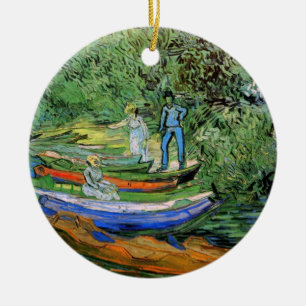 Ornamento De Cerâmica Banco do Oise em Auvers por Vincent van Gogh