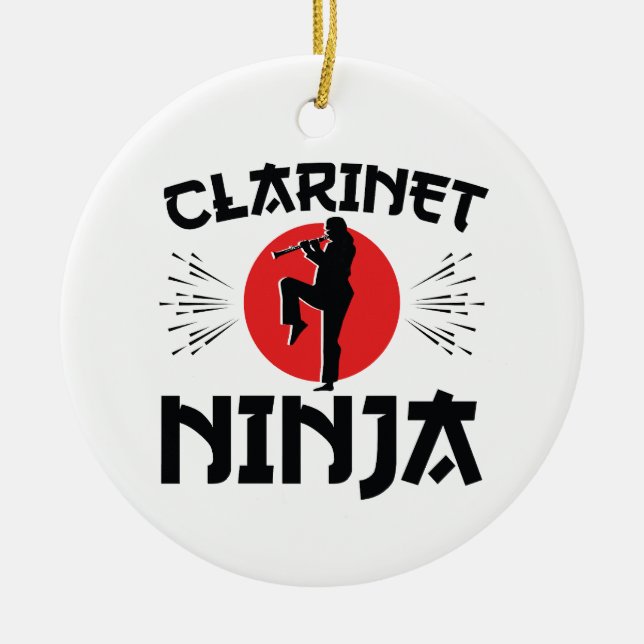 Ornamento De Cerâmica Banda Clarinet Ninja Marching (Frente)