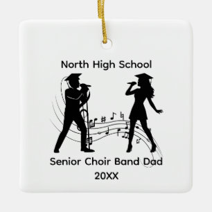 Ornamento De Cerâmica Banda de Coro Sênior Notas de Música do Papai