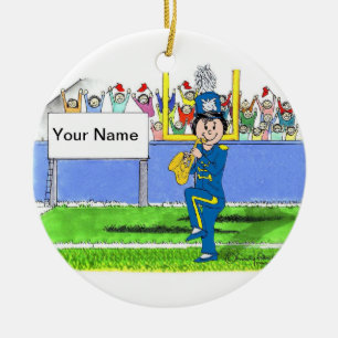 Ornamento De Cerâmica Banda, Saxofone - Mulher