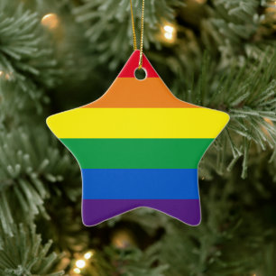 Ornamento De Cerâmica Bandas arco-íris LGBT gay estrela Natal