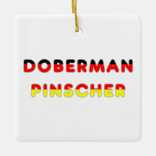 Ornamento De Cerâmica bandeira alemã em nome de doberman pinscher