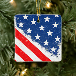 Ornamento De Cerâmica Bandeira Americana Camisa Estrelas Patriótica dos