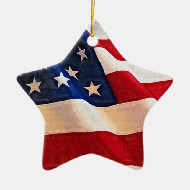 Ornamento De Cerâmica Bandeira americana da glória velha da bandeira dos (Frente)