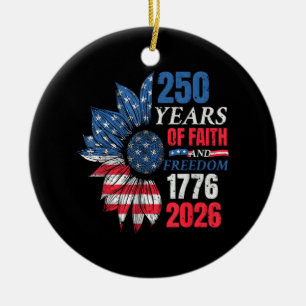 Ornamento De Cerâmica Bandeira Americana de 4 de Julho Vintage 250 Anos