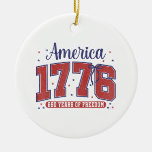 Ornamento De Cerâmica Bandeira Americana de 4 de Julho Vintage 250 Anos 