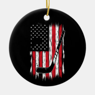 Ornamento De Cerâmica Bandeira Americana de Hóquei Esportes Retro Vintag