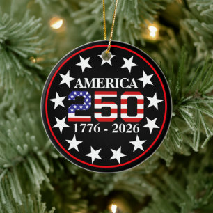 Ornamento De Cerâmica Bandeira Americana do 250º Aniversário dos EUA 177
