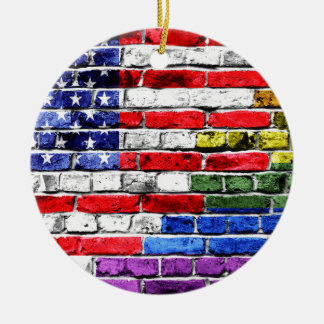 Ornamento De Cerâmica Bandeira americana do arco-íris