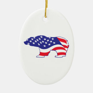 Ornamento De Cerâmica Bandeira Americana do Urso Grizzly